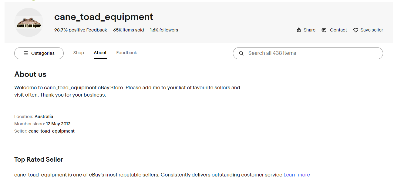 Top Rated Seller on Ebay